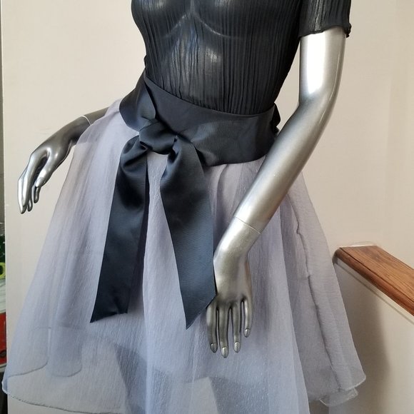 Two Piece Black Top with Grey Tulle Skirt - Picture 6 of 8